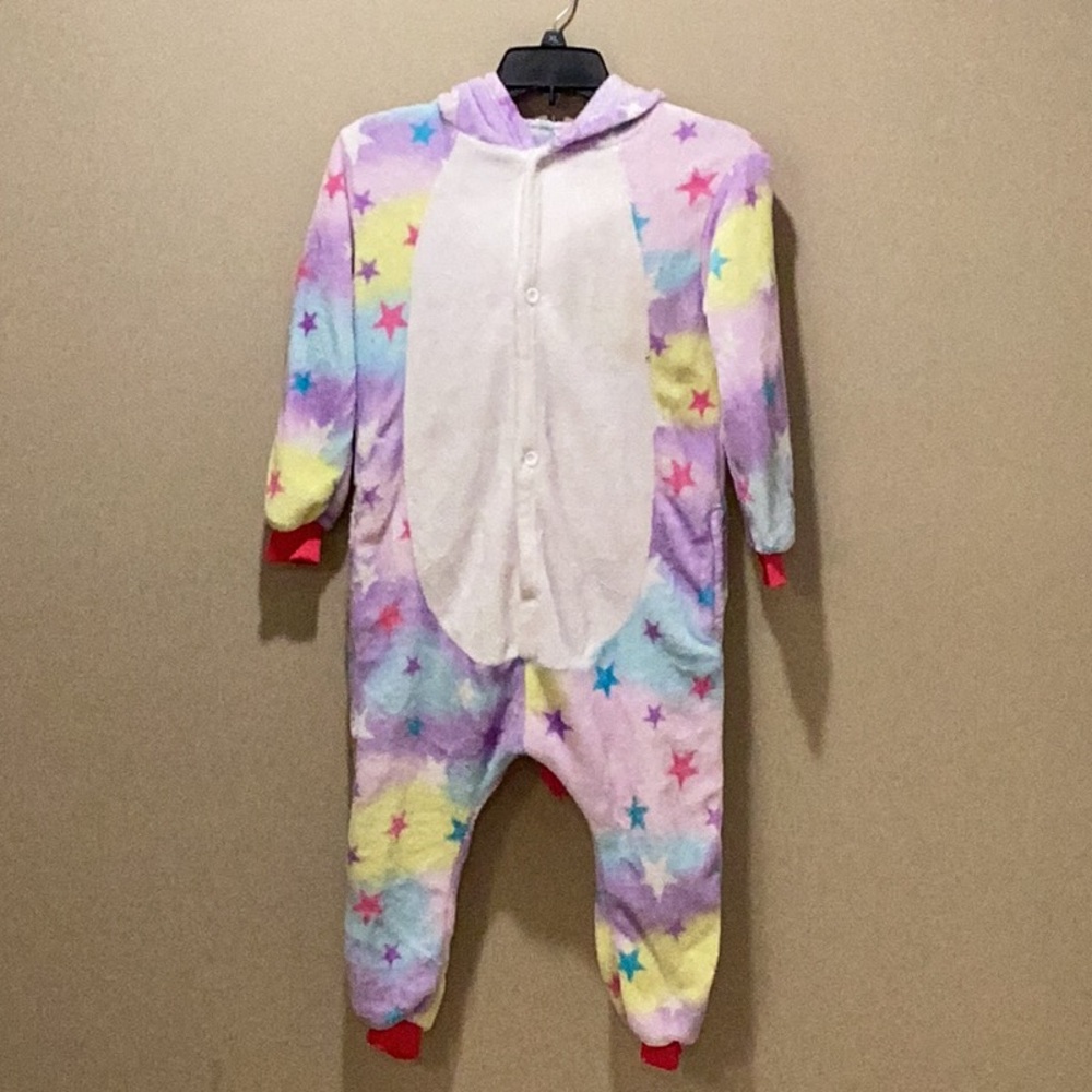 SHEIN unicorn sleeper/costume.  Size 4-6 kids.  Multicolor.  zippered bottom.